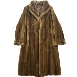 Vintage Astraka Brown Faux Fur Longline Coat Small Shawl Collar Made in England